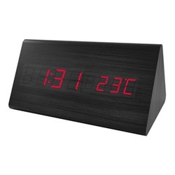 Часы будильник Perfeo PF-S710T PYRAMID", температура, черные, красная подсветка (PF_A4399)"