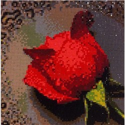 Набор Мозаика Алмазная Вышивка, Роза, рисунок с клеевой основой, 20×20 см, Полная выкладка