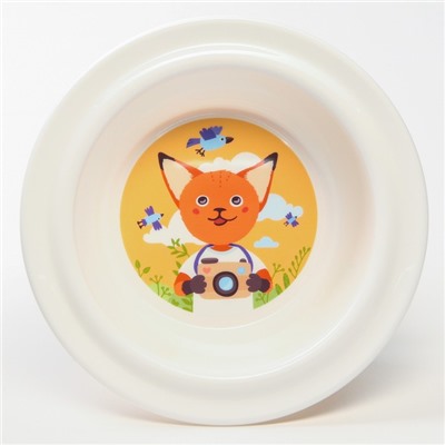 Детская тарелка на присоске, с оранжевым декором