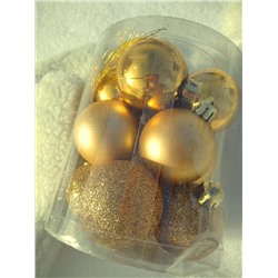 Набор шаров пластик d-4 см, 12 шт золото/блёстки/глянец/матовый