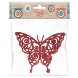 Новогоднее подвесное украшение "Бабочка красная" из полипропилена 11х8,5х0,2 см 77898 Феникс-Презент