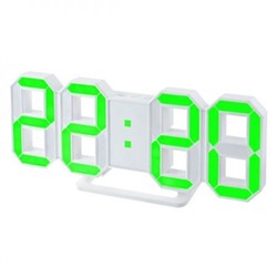 Часы будильник Perfeo LUMINOUS", белый корпус/зеленая LED подсветка (PF_5202)"