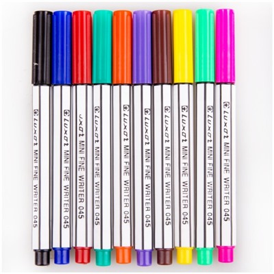 Набор капиллярных ручек 10 цветов, 0,8 мм, Luxor "Mini Fine Writer 045", чехол с европодвесом