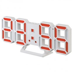 Часы будильник Perfeo LUMINOUS 2", белый корпус/красная LED подсветка (PF_B4923)"