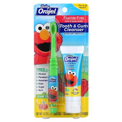 Orajel, очищающее средство для зубов и десен Elmo, без фторида, для детей в возрасте от 3 до 24 месяцев, смесь банана и яблока, 28,3 г (1 унция)