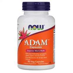 Now Foods, ADAM, превосходные мультивитамины для мужчин, 90 растительных капсул