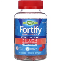 Nature's Way, Fortify Gummy Probiotic, Sugar-Free, Berry Flavored, 6 Billion, 60 Gummies