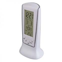 Часы будильник Perfeo PF-S2065 PILLAR", температура, дата, белые (PF_A4859)"