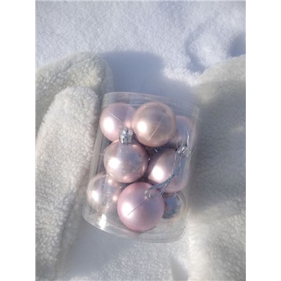 Набор шаров пластик d-4 см, 12 шт светло-розовый