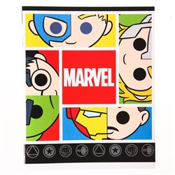 Тетрадь 48 листов в клетку, картонная обложка "Marvel", Мстители